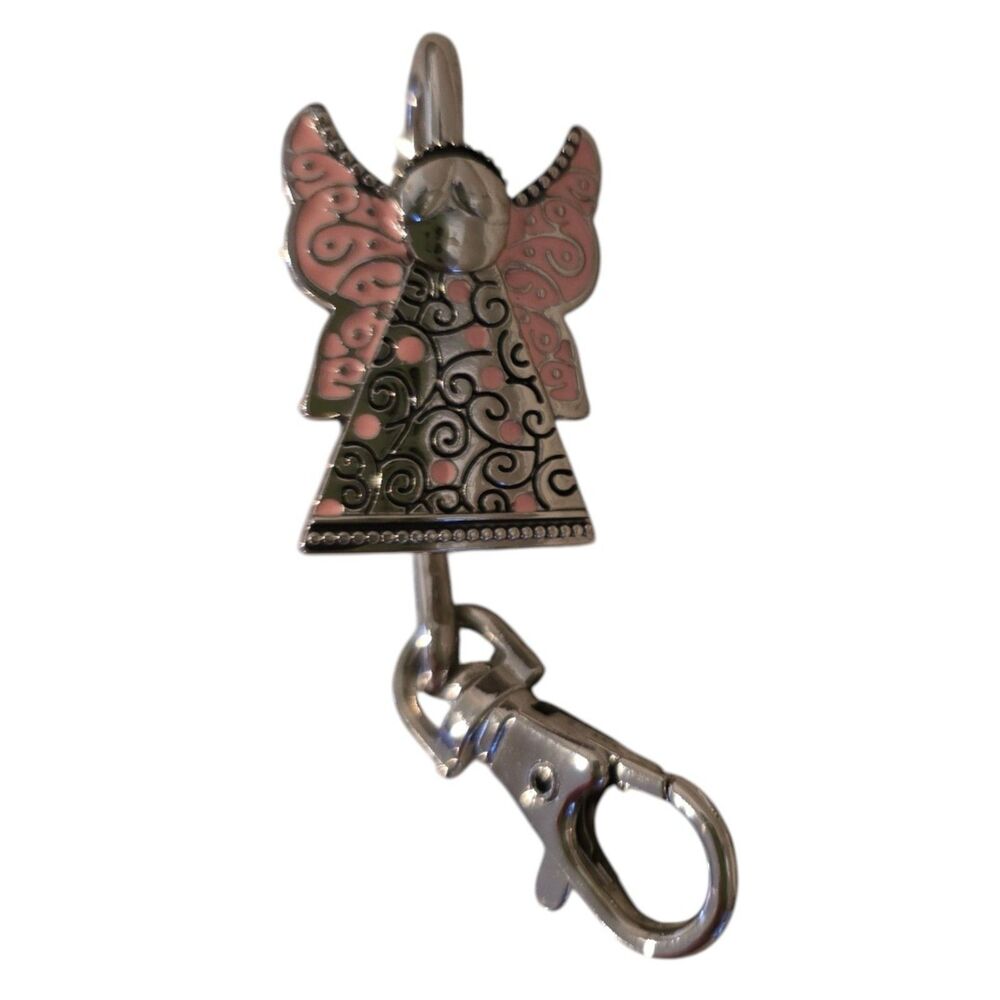 Alexx Inc Angel Keychain Pink Enamel Guardian Angel Bag Charm Clip